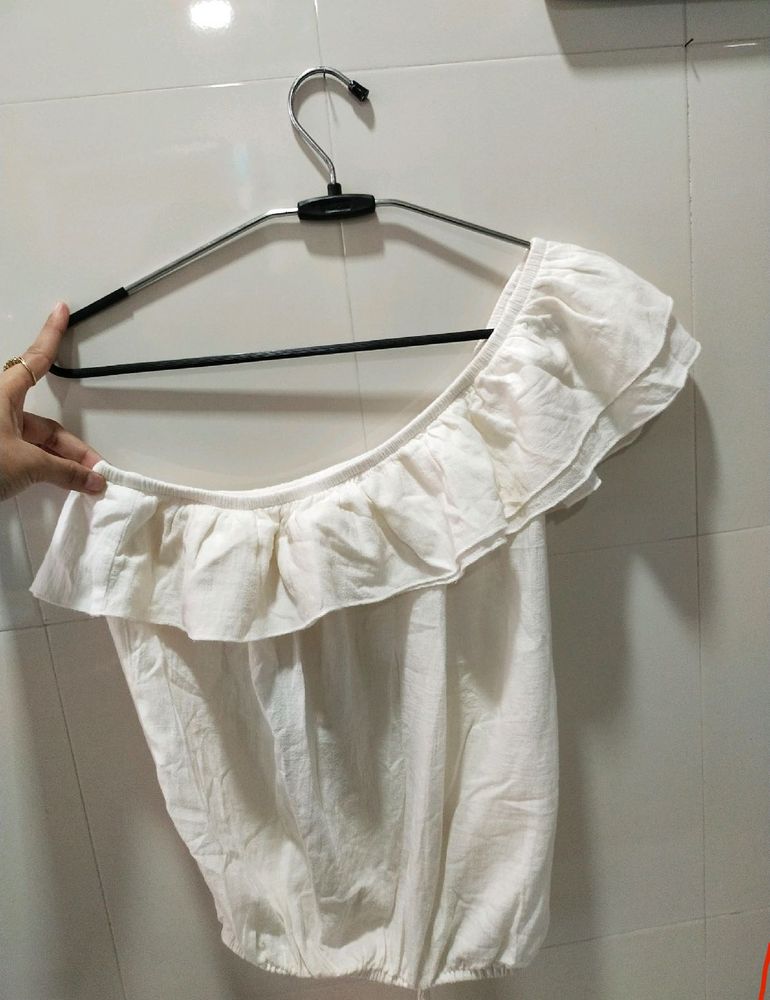 off shoulder white top