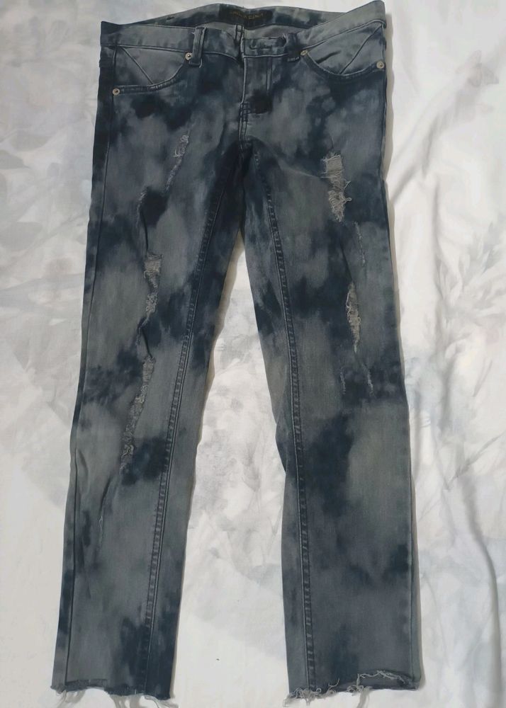 Gray blue jeans