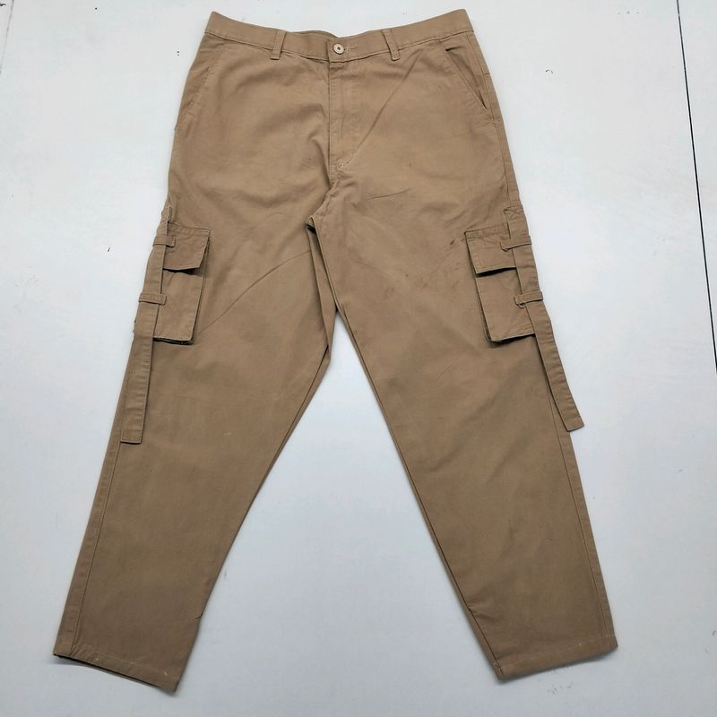 KHAKI COTTON CARGO PANT FOR MEN