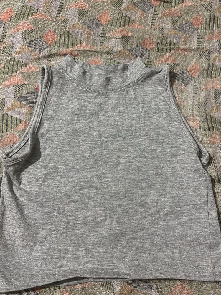 Grey Mock Neck Tank