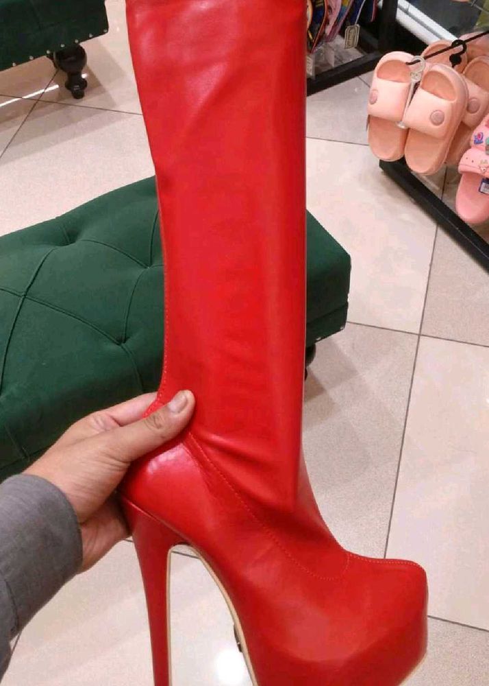Red High Heel Boots