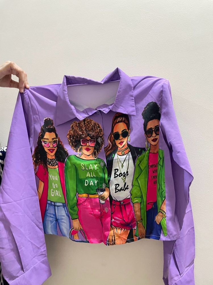 Graphic Print Button-Down Top