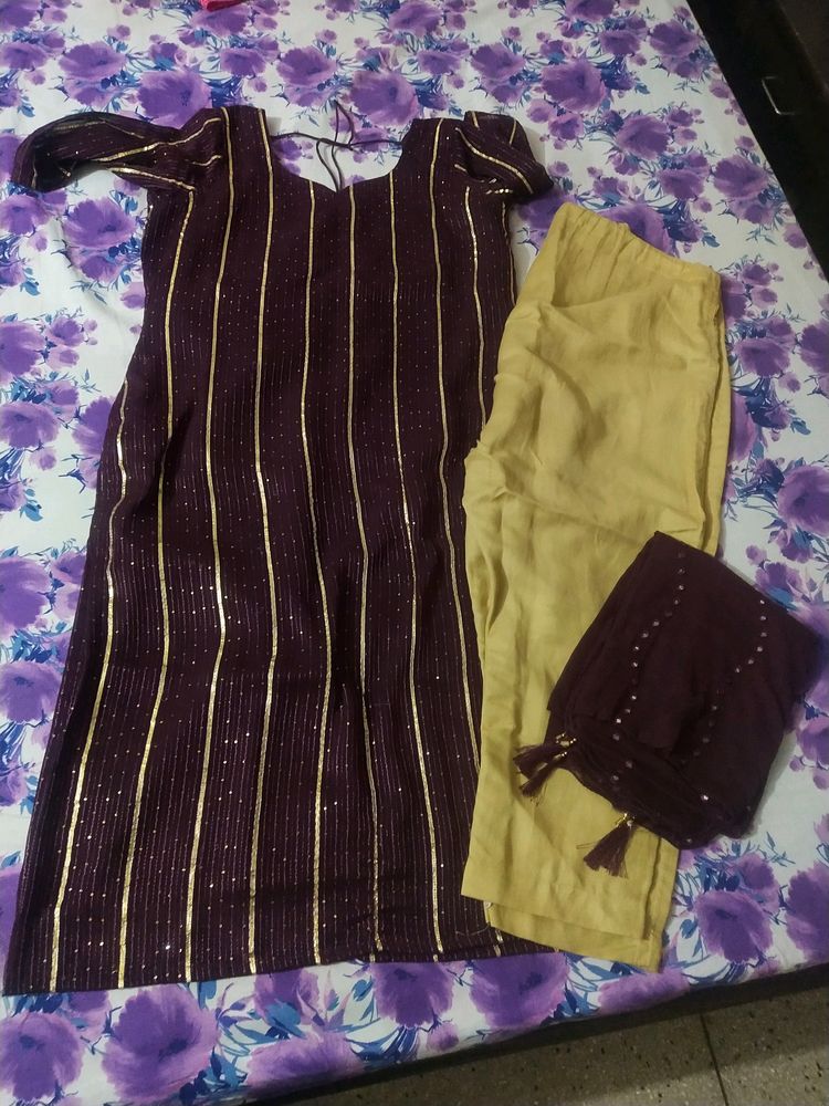 Sequence Kurta Set With Pant N Dupatta