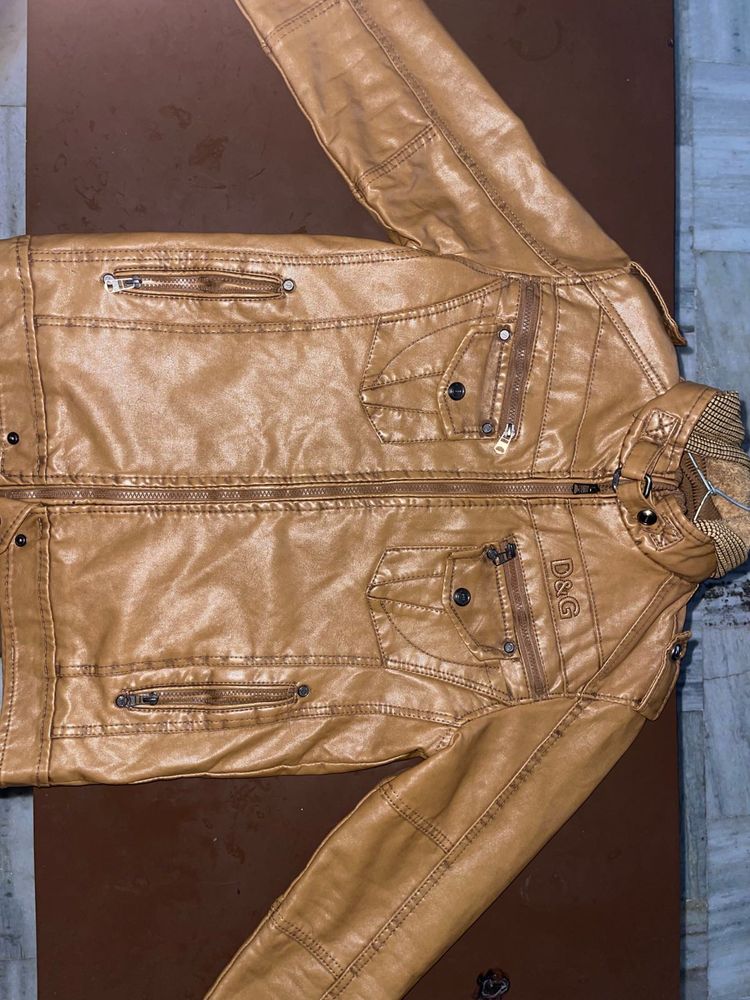 Brown D&amp;G Faux Leather Jacket