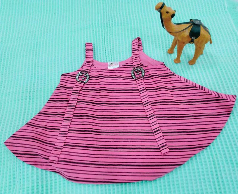 Pink &amp; Black Striped Girls&#39; Dress
