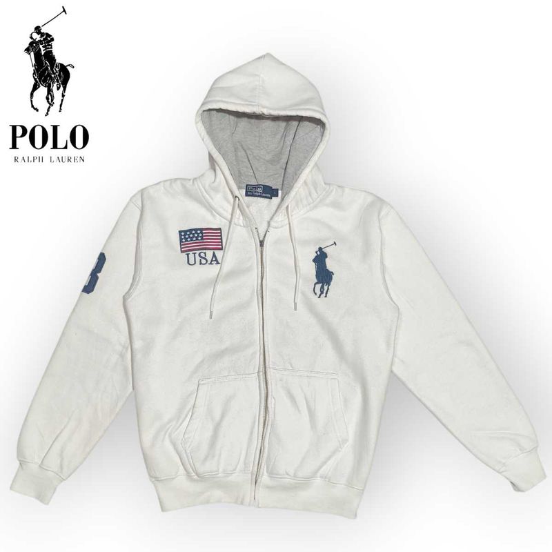 Polo Ralph Lauren White Zip Hoodie