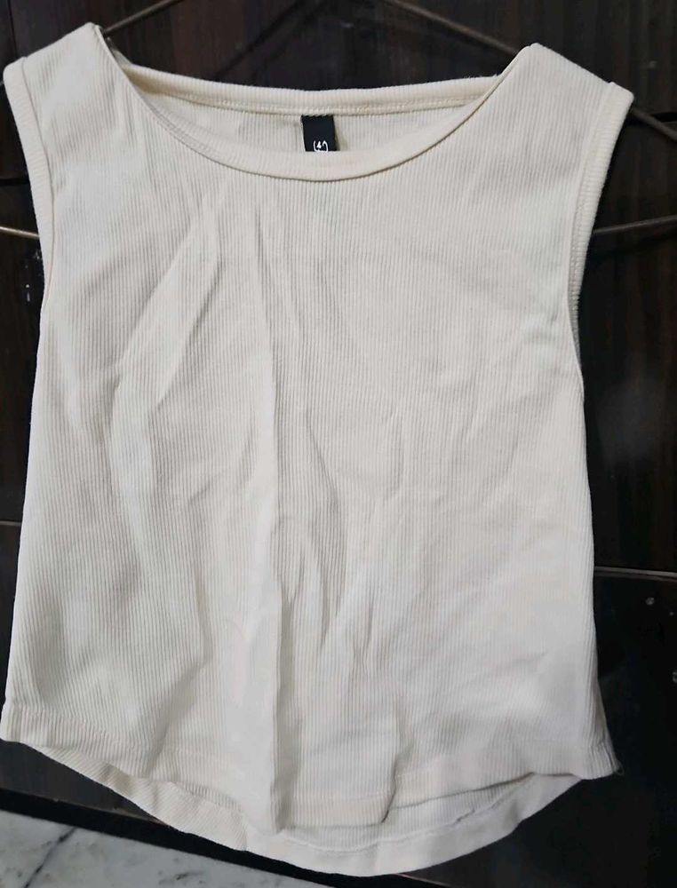 Cream Ribbed Tank Top