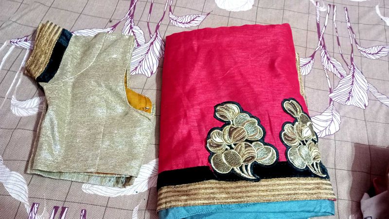 Elegant Pink Saree with Blouse