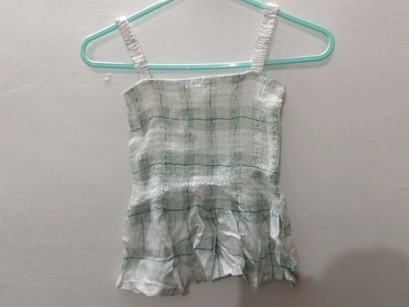 Green Plaid Sleeveless Top