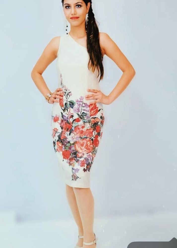 Off White One Shoulder Dress Party Wear Dres