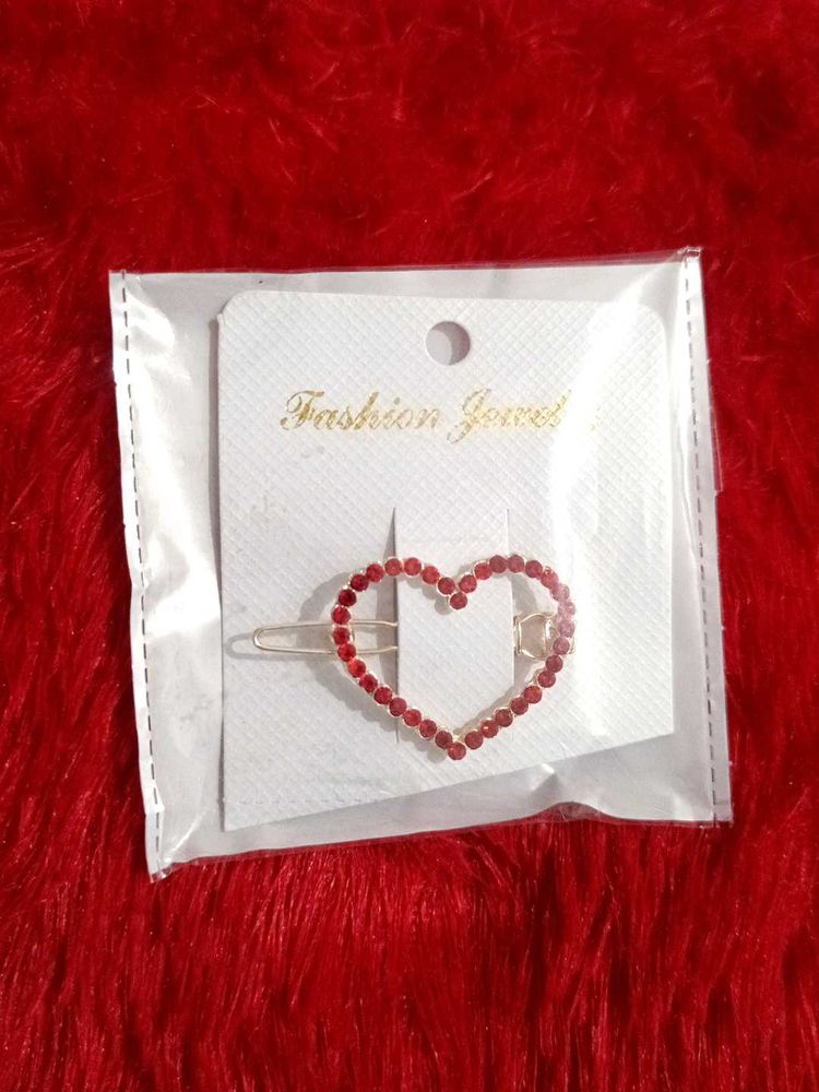 Fancy Red Heart Hair Clip
