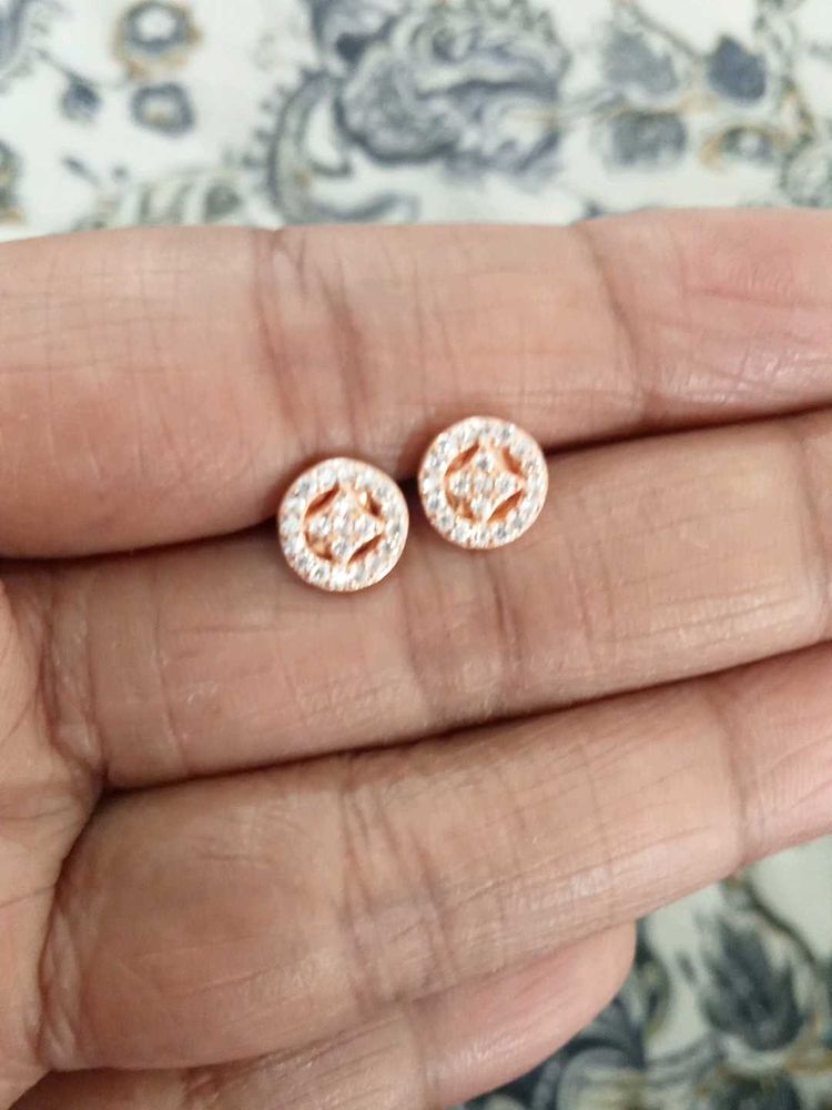 925 Silver Earrings Rose Gold Plated