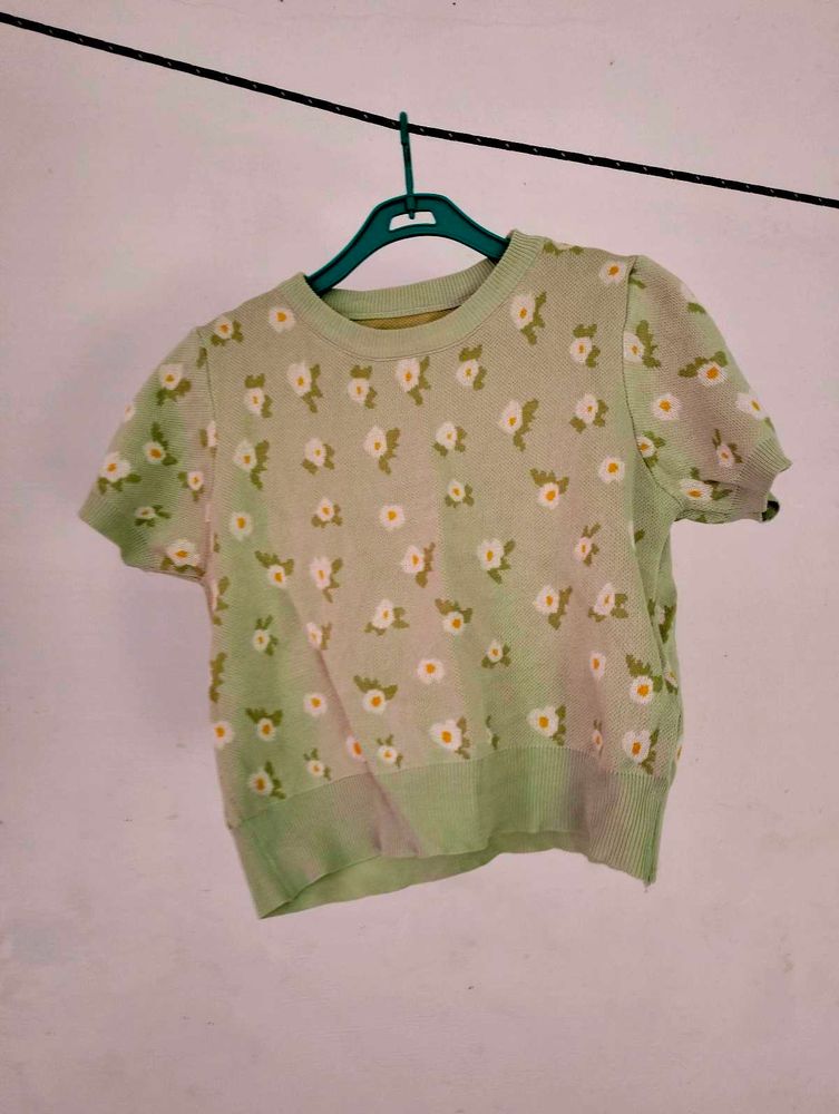 Floral Top - Pastel Green