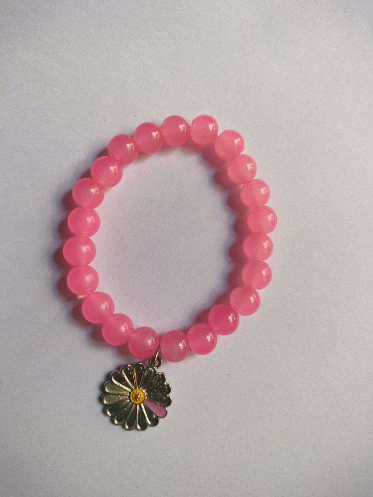 Pink Beds Bracelet With Flower