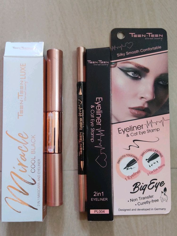 TeenTeen 2 In 1 Mascara &amp; Eyeliner &amp; Cat Eye Stamp