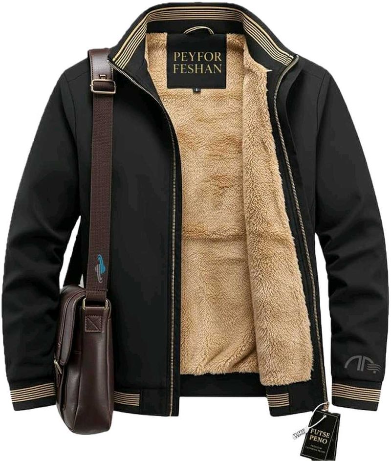 Men's Warm Fleece Lined Jacket, M Size