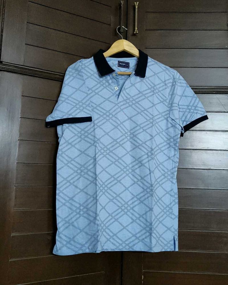 Byford By Pantaloons Men Blue Cotton Casual Tshirt