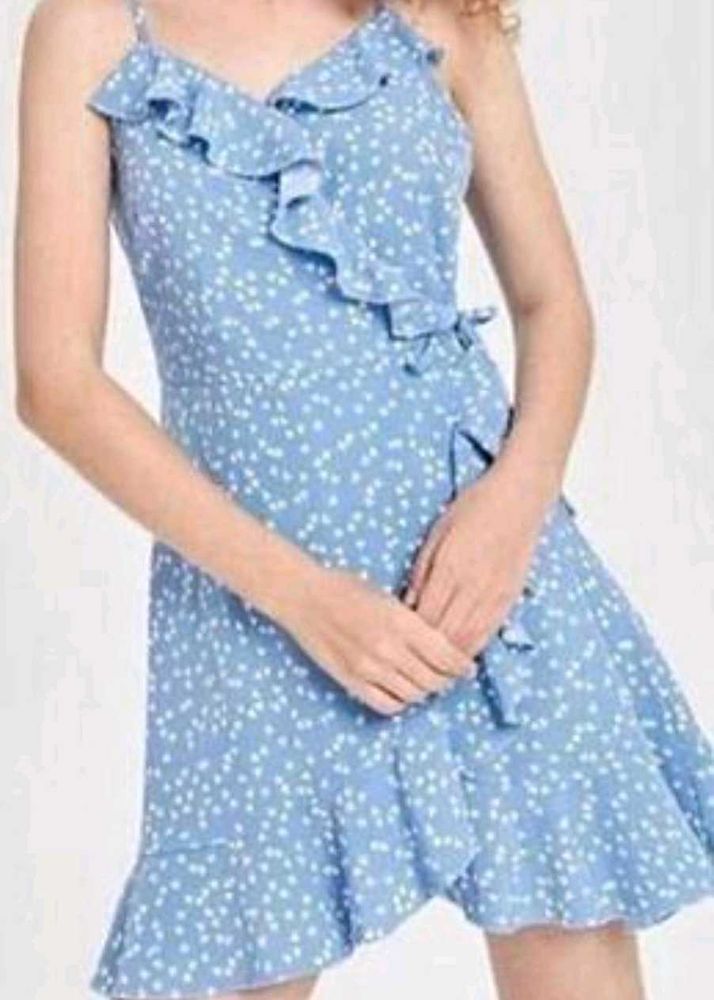Blue Floral Wrap Dress