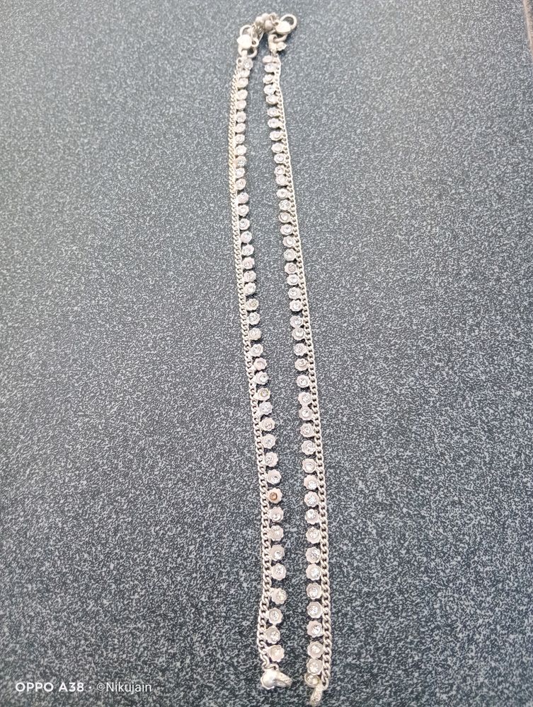 Women Silver Pleted Artificial Two Ankles Set