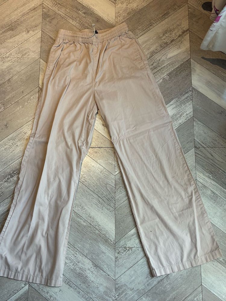 Beige Wide Leg Pants