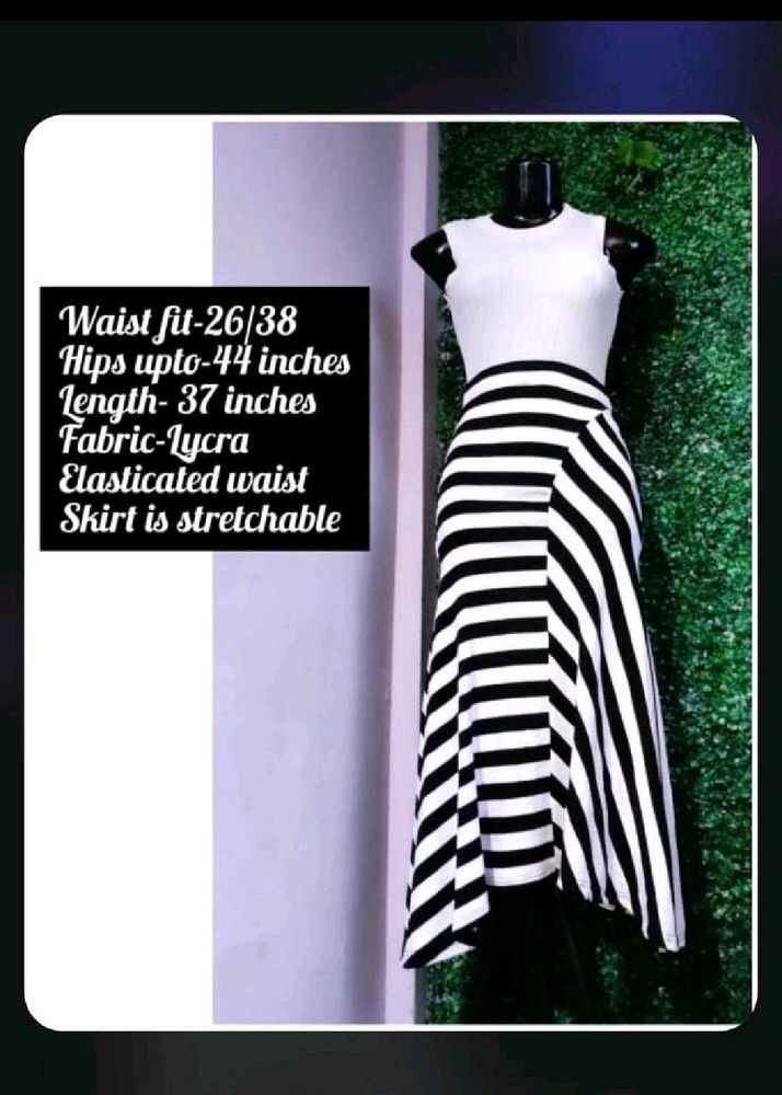 Striped Asymmetric Skirt