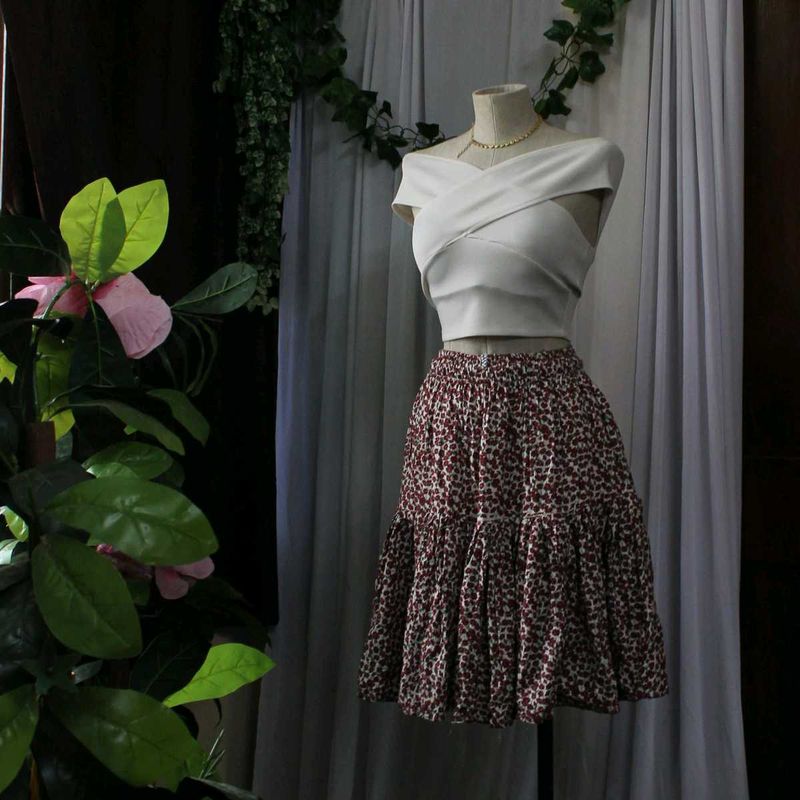 Tiered Print Mini Skirt