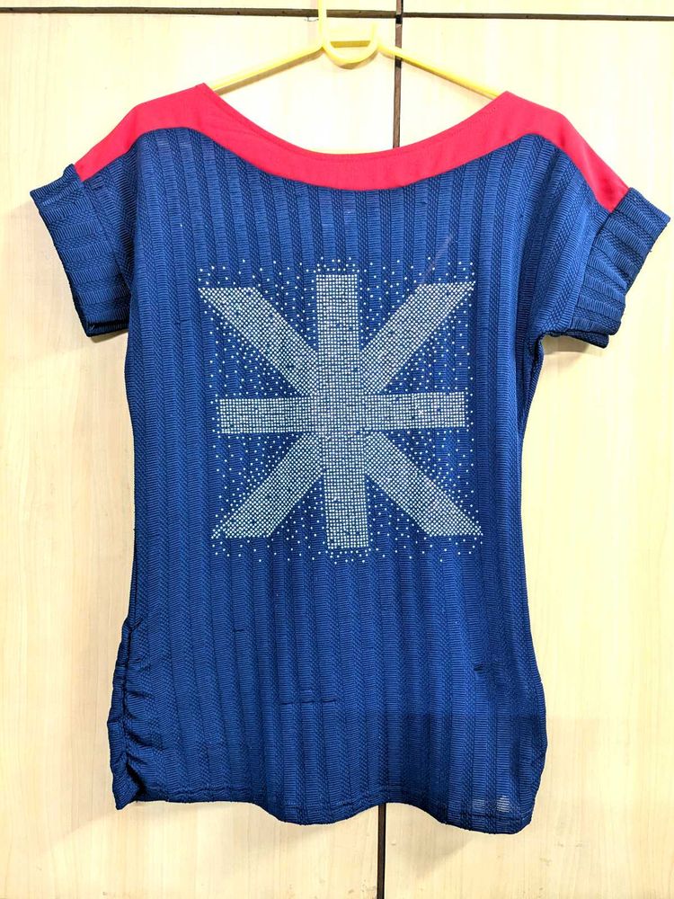 Blue Embellished Top