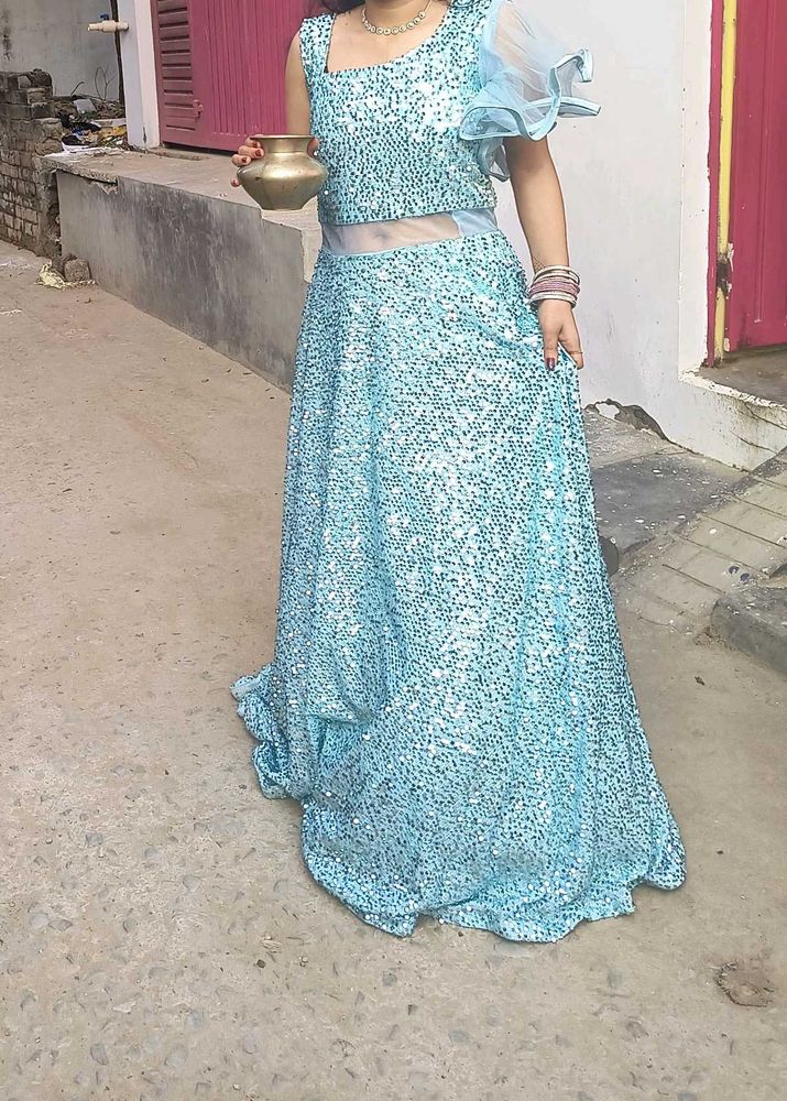 Beautiful Sequence Gown 😍 With Designer Sleeves