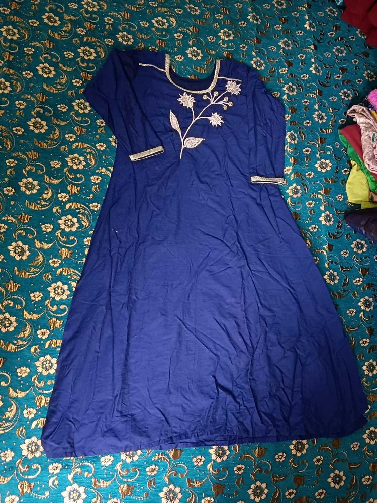 Blue Embroidered Kurti