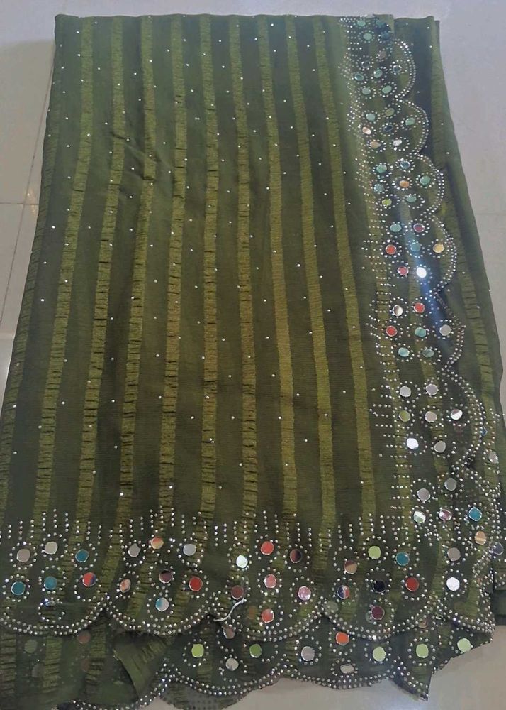 Elegant olive green saree