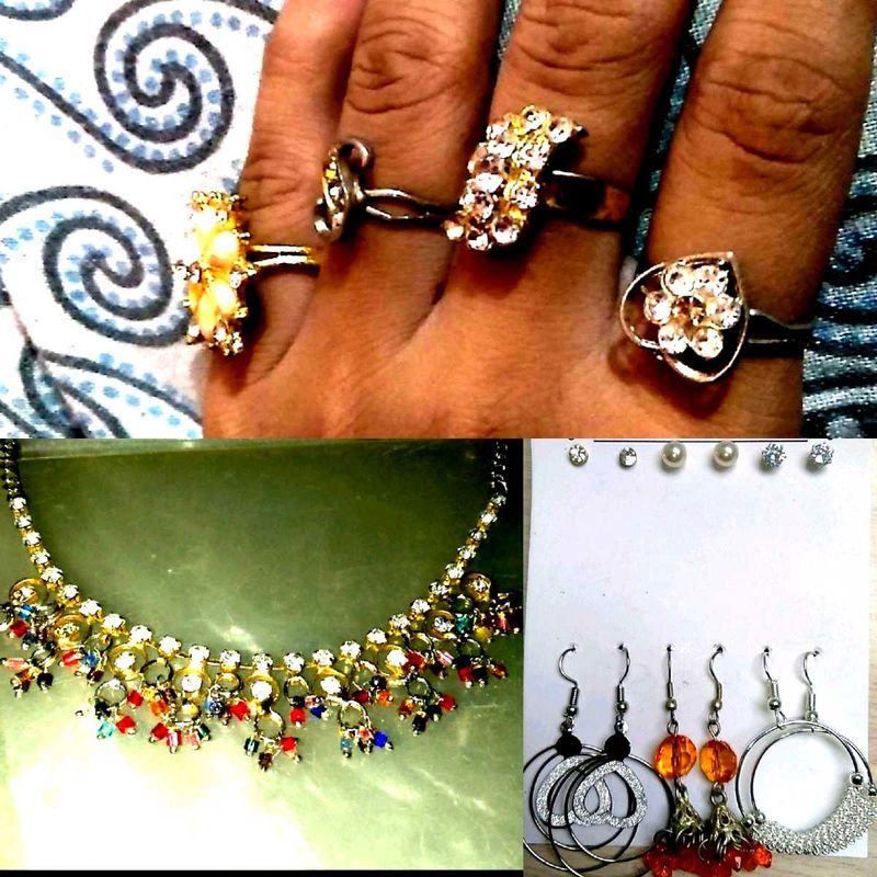 Jewelry Set: Rings, Necklace &amp; Earrings