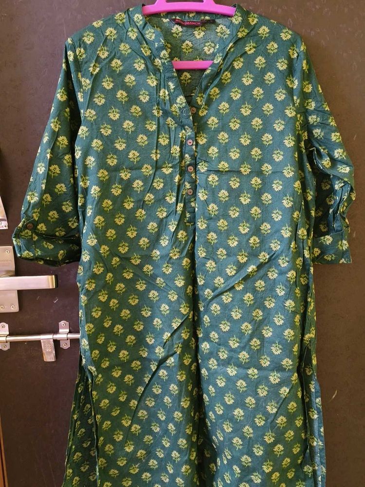 Green Printed Kurta