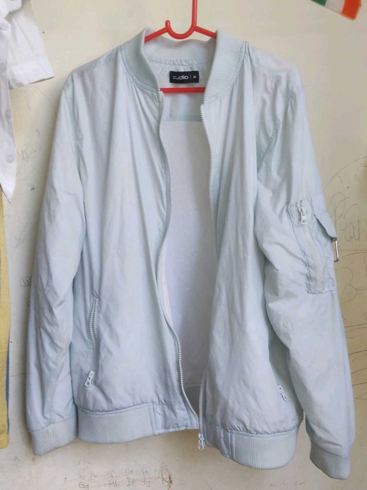 Light Blue Bomber Jacket