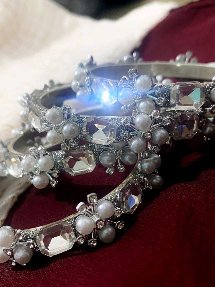 Sparkling Pearl &amp; Crystal Bangles