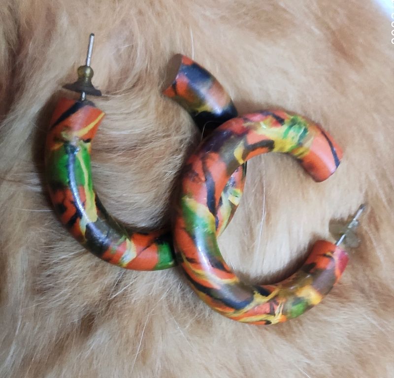 Wooden Camouflage Earrings