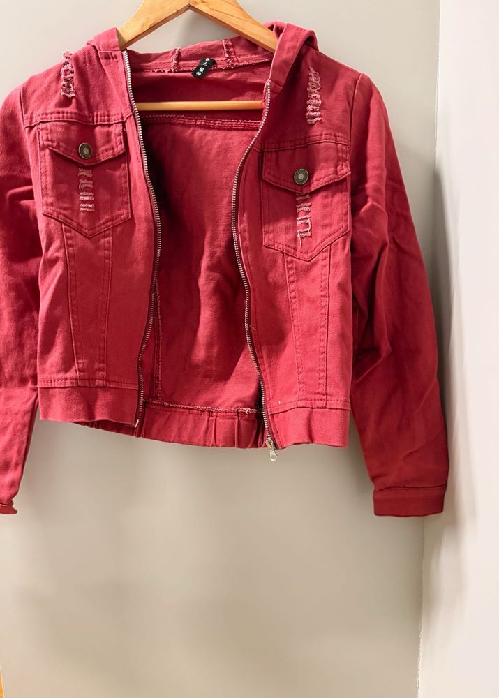 Red hooded Jacket thrifted from china