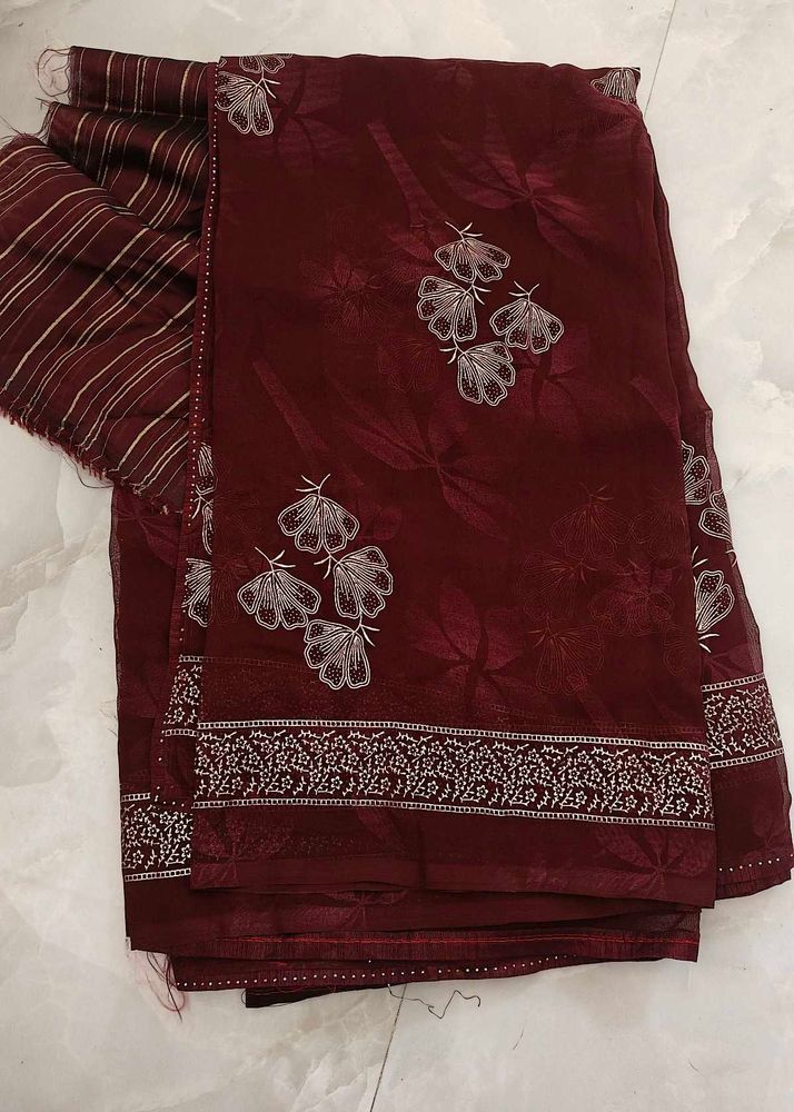 Elegant Maroon Saree