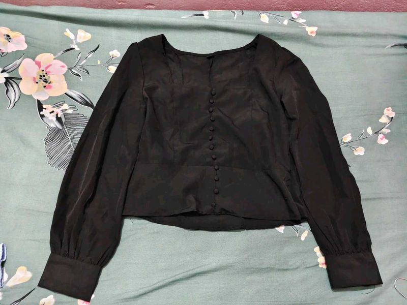 Elegant Black Button-Down Top