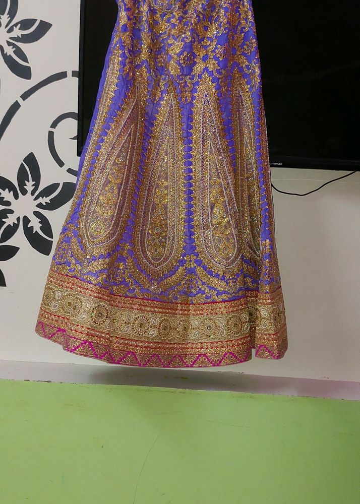 Jodhpuri Lehnga Choli Purple  Red Net Duppata