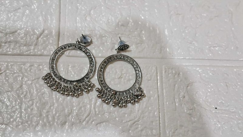 Silver Jhumka Earrings For Resin Base