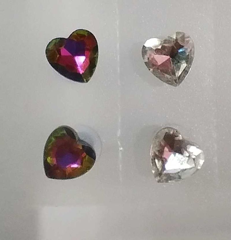 Heart-Shaped Rhinestone Earrings