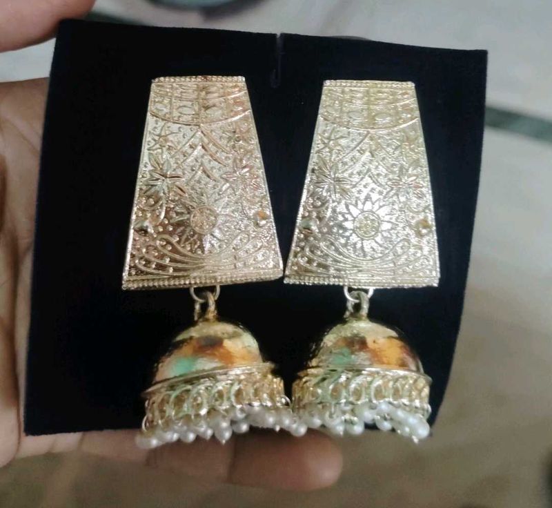 Golden Jhumka Earrings