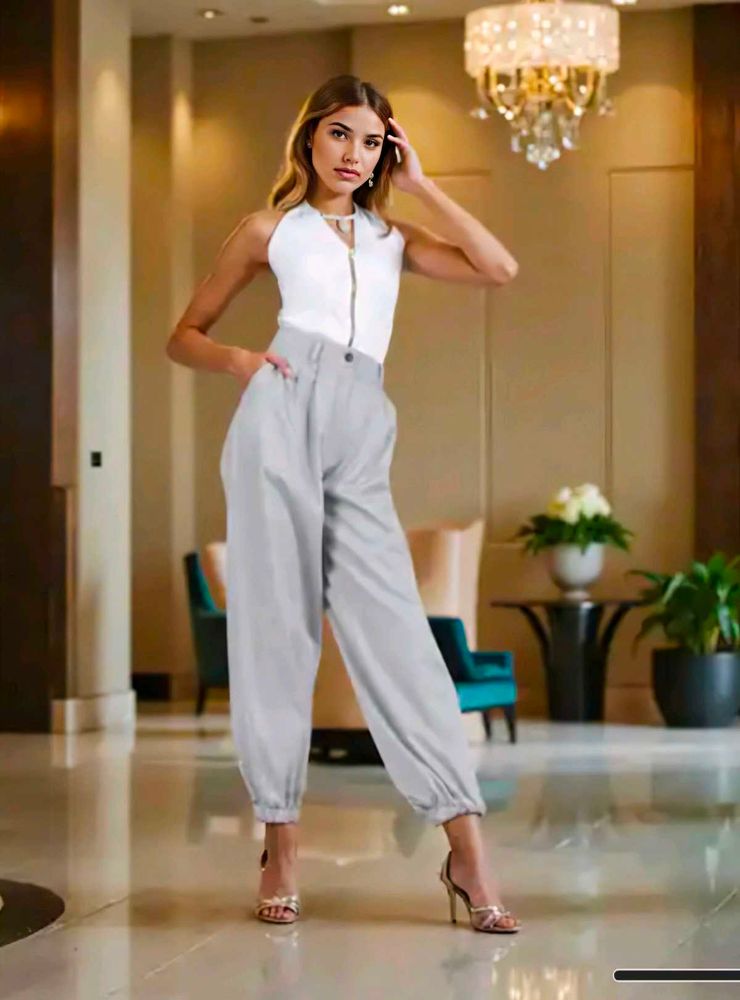 Brand New Shein Pure Cotton Grey Cuffed Track Pant