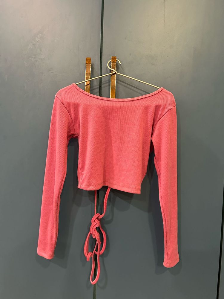 Pink Backless Crop Top
