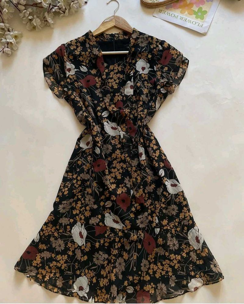 Black Floral Mini Dress