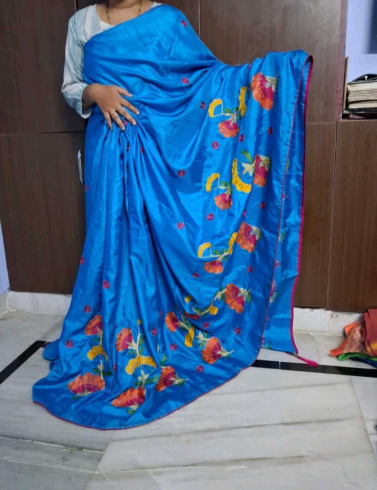Elegant Blue Floral Saree