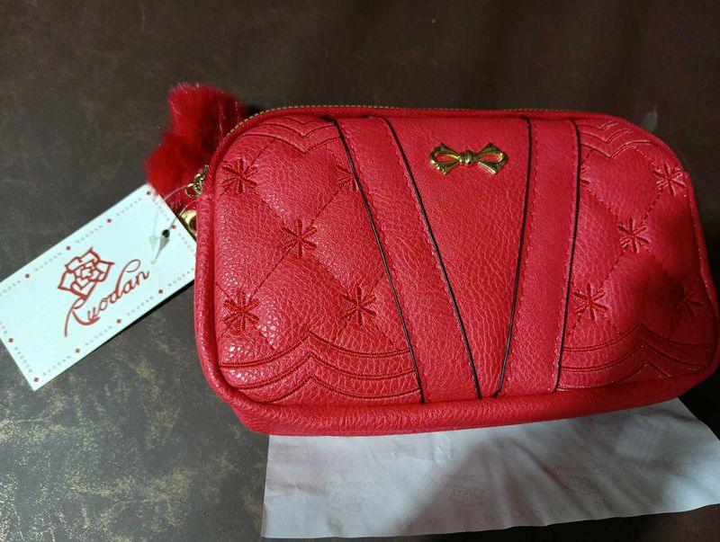 Ruodan Red Quilted Pouch