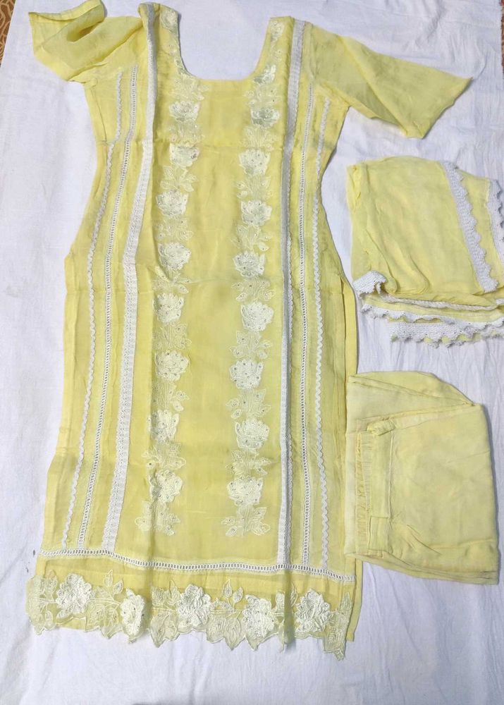 Yellow Embroidered Salwar Kameez Suit