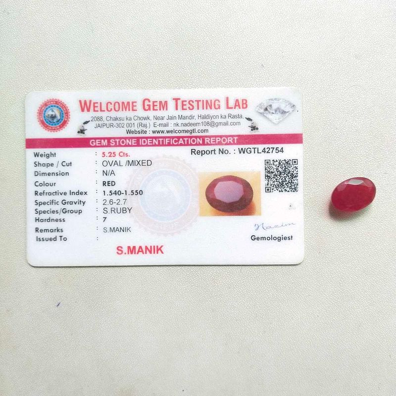 Natural Ruby (Manik) 5.25 Carat Gemstone