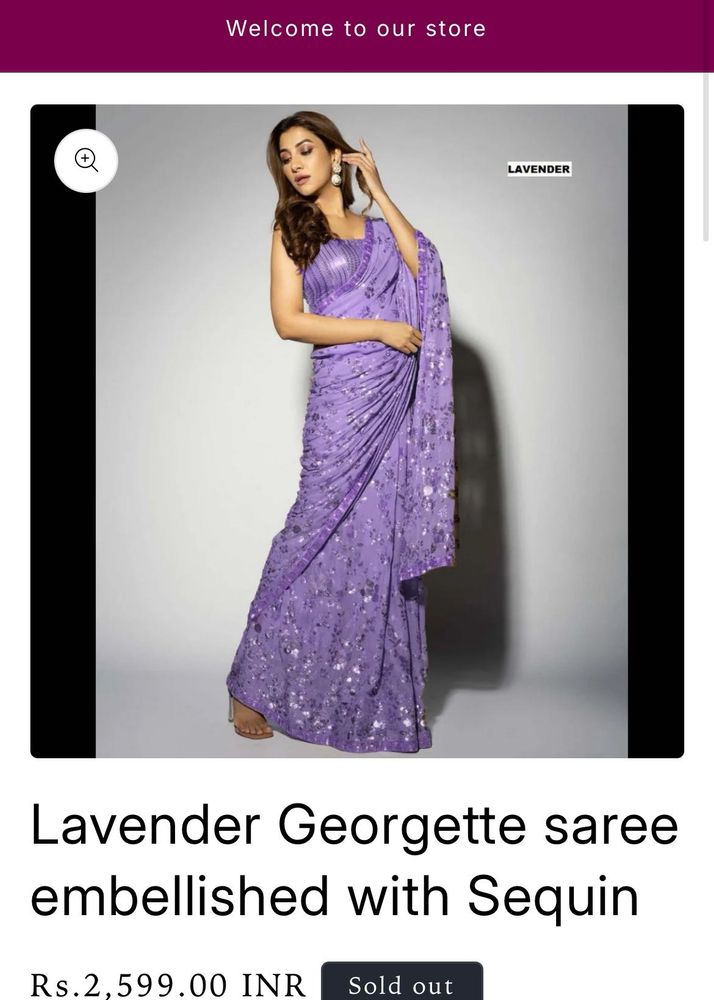 Purple Sequin saree w stitch blouse